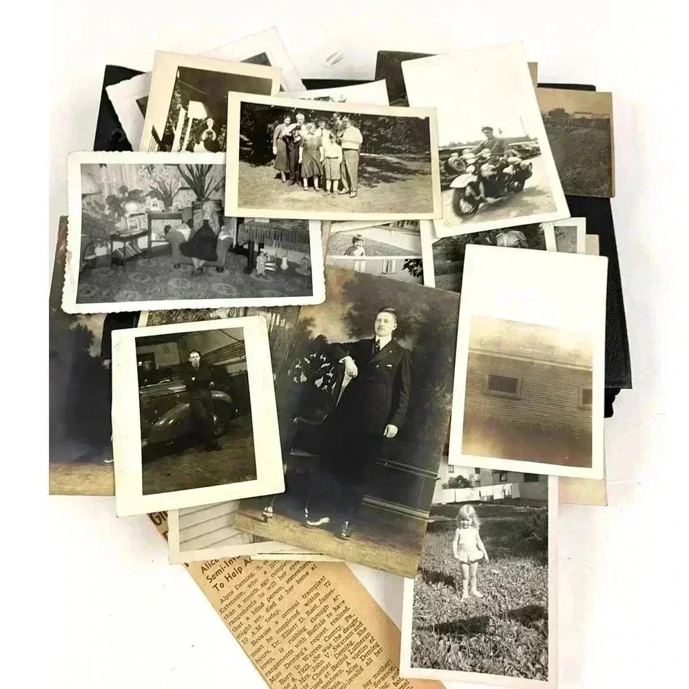 Lot of 84 Family Motorcycle Homes Cars‎ Farms Niagara B&W Photographs OOAK 1950s